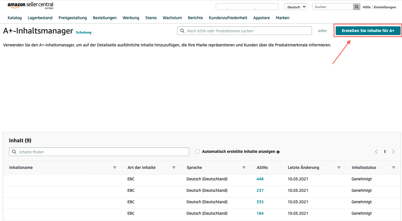 Im Inhaltsmanager neuen Content erstellen